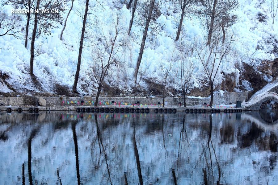 Застывшие водопады в горах Тайханшань